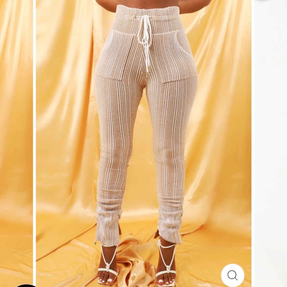 Bad Society Club knit pants in beige.  Size M